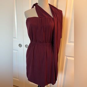 HALSTON Plum Wine Wrap Neck Mini Dress NWT Size 6 (EU 42)